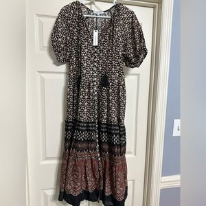 Olivaceous BoHo midi dress.
